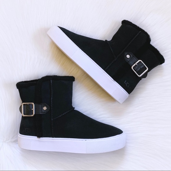 UGG Aika Black Suede Platform Sneaker Boot - Picture 2 of 8